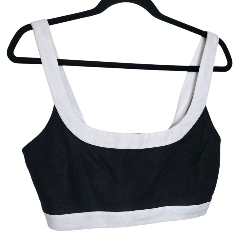Reformation Alma‎ Set Black White Linen Two Piece Crop Top High Waisted Pants 8 - Picture 5 of 12